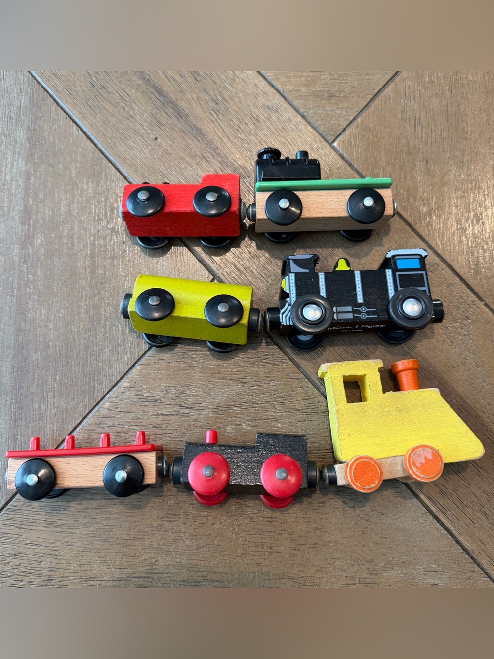 Mix brands of Wooden Train Cars Set Of 7